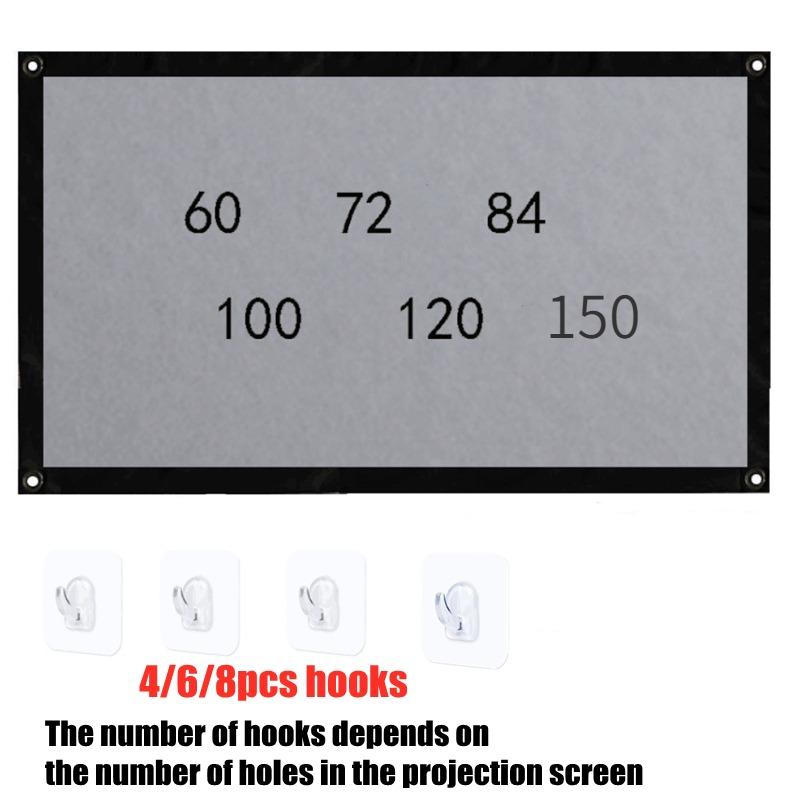 Портативный проектор 60/70/84/100/120/150 дюймов HD 16:9-диагональный проекционный экран, складной домашний кинотеатр для настенной проекции в помещении и на открытом воздухе