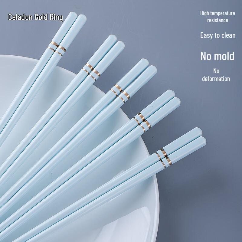 Gold Inlaid Jade Ceramic Chopsticks Set