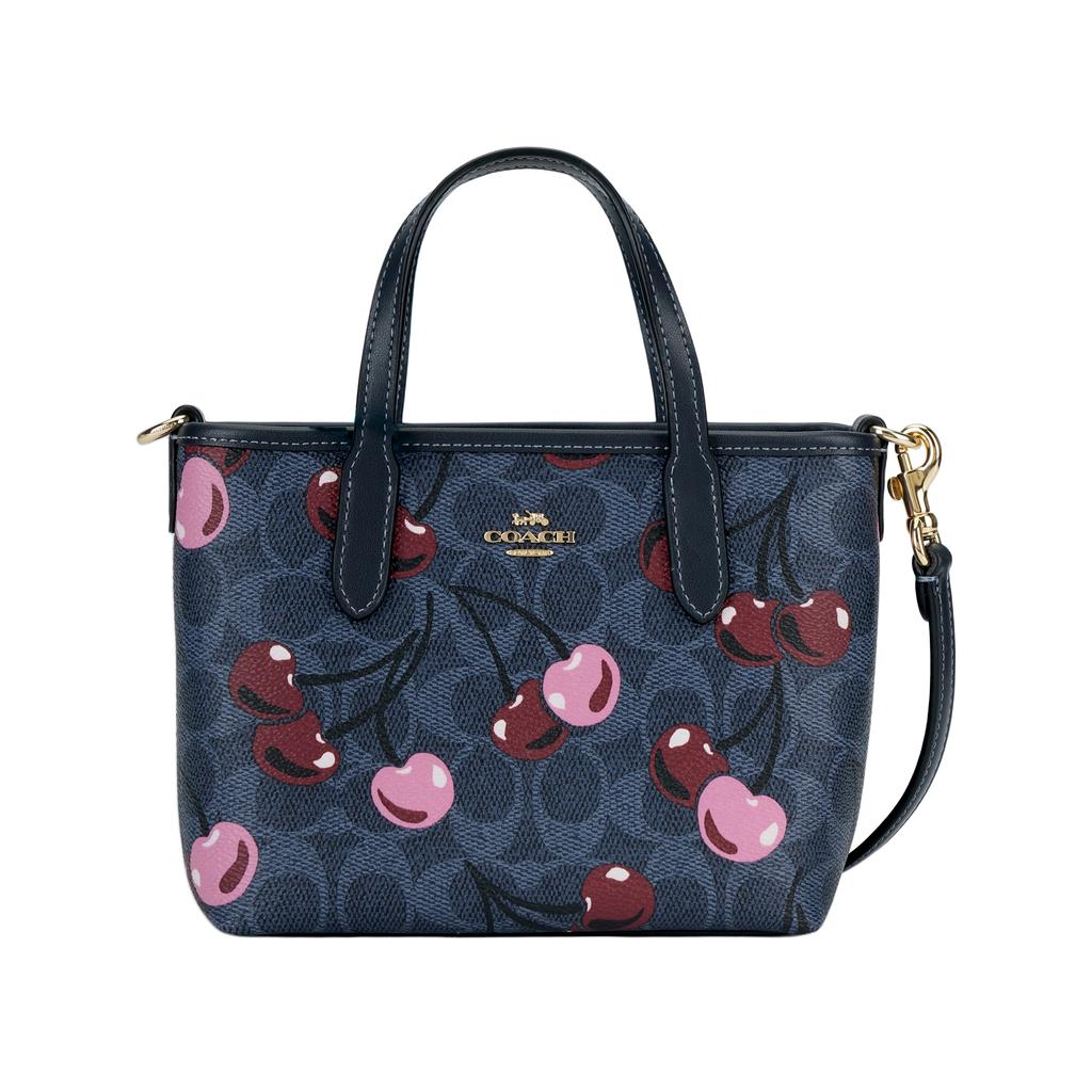 Coach City 15 Zipper Closure Logo Canvas Tote Bag Shopping Shoulder Crossbody Handbag Mini Women Tote Denim-Blue Mixed-Colors CY737-IMDEI
