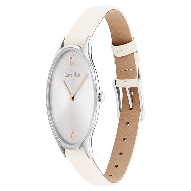 CALVIN KLEIN watch quartz movement leather strap 38mm white dial women's watch simple classic 30 meters waterproof 25200010
