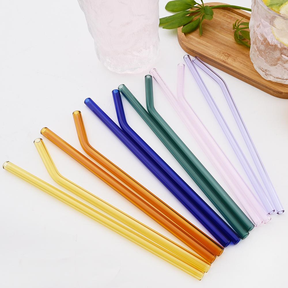4/8 шт. набор соломинок из боросиликатного стекла, многоцветные многоразовые стеклянные экологически чистые соломинки для коктейлей, смузи