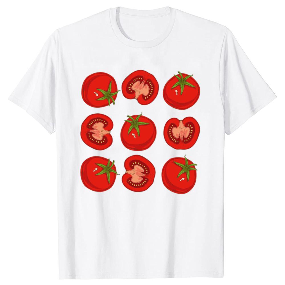 Funny Red Tomatoes Graphic T-shirts Men Women's Fashion Casual Tshirt 100% Cotton Loose Oversized Plant Garden Vegetable T Shirt