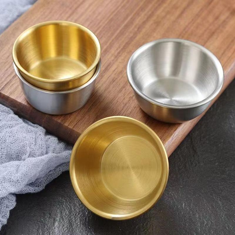Sauce Dipping Bowl 304 Stainless Steel Dipping Cups Round Sauce Dishes 50/60ml Mini Reusable Seasoning Cups Dipping Cups