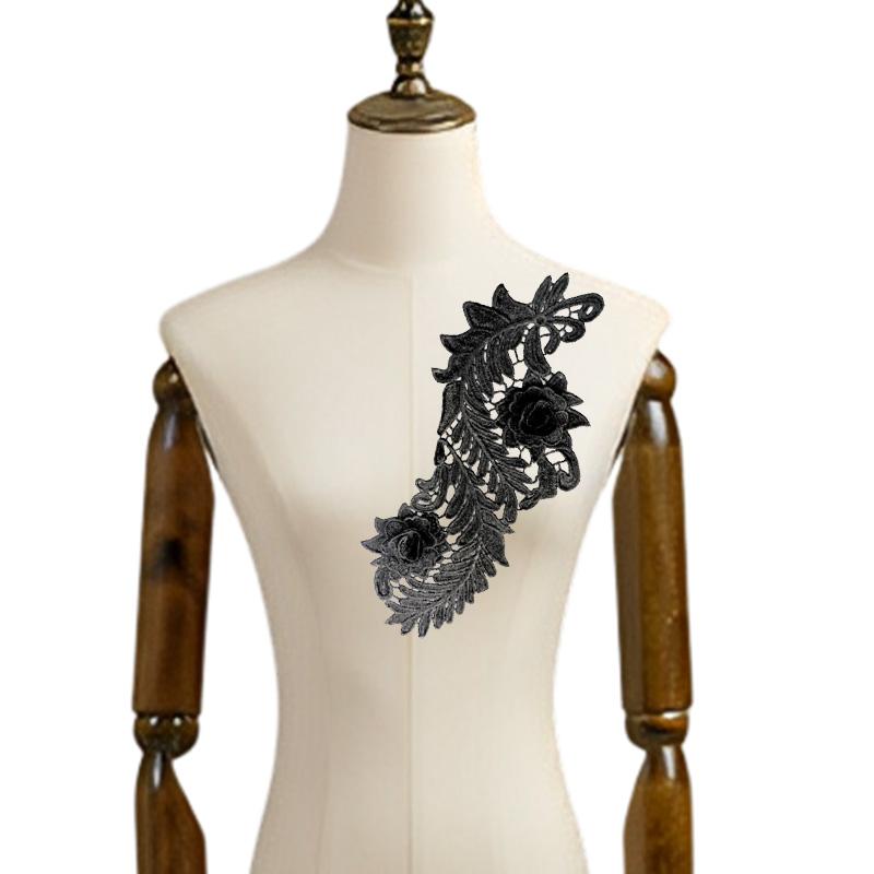 1 пара аппликаций из ткани с цветами для модной одежды, платья, декора, 3D, полые, водорастворимые, для DIY-поделок, кружевная вышивка