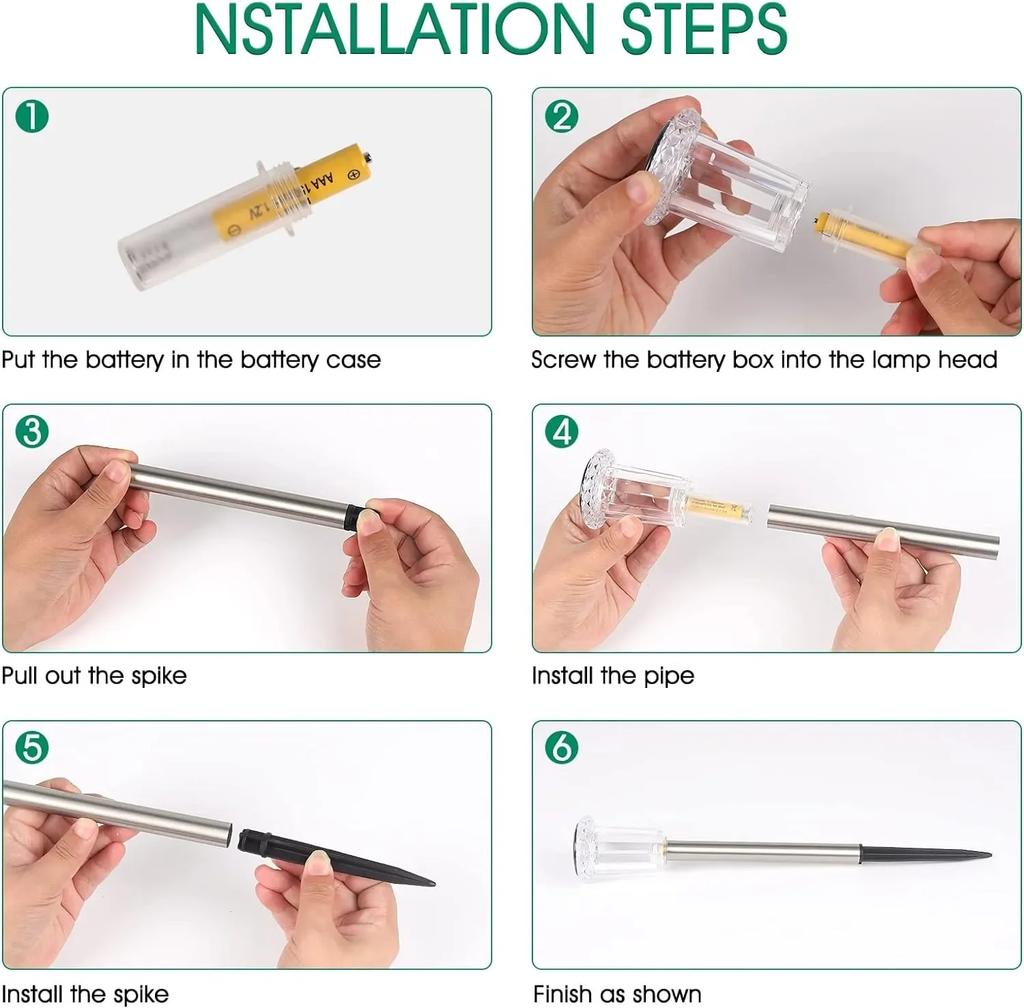 Садовые фонари из нержавеющей стали на солнечной батарее, водонепроницаемые, для наружного освещения дорожек, автоматическое включение/выключение, ландшафтный декор для двора, солнечная энергия