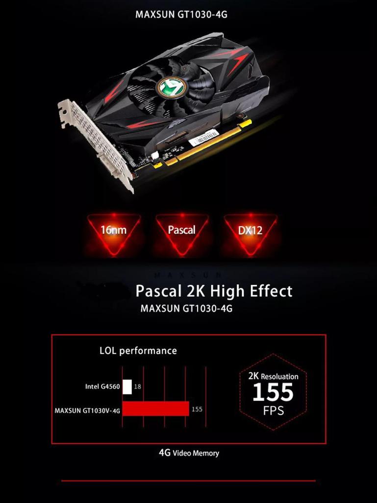 Maxsun GT 1030 Transformers 2GB Graphic Card GPU Desktop Video Card Gaming VGA/DVI PCI Express X4 Full New