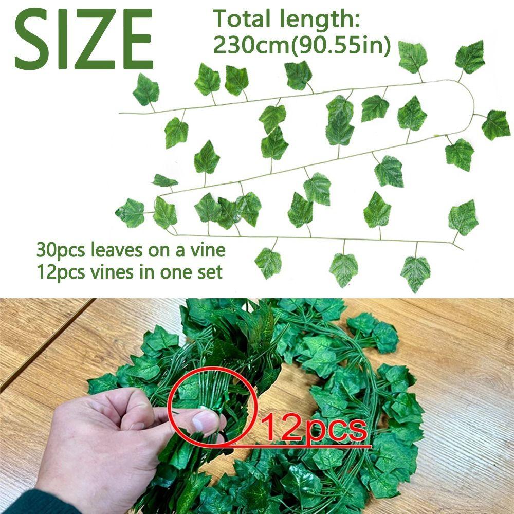 12pcs DIY Artificial Spring Leaf Vine Artificial Foliage Garland Hanging Plants  Holiday Decoration