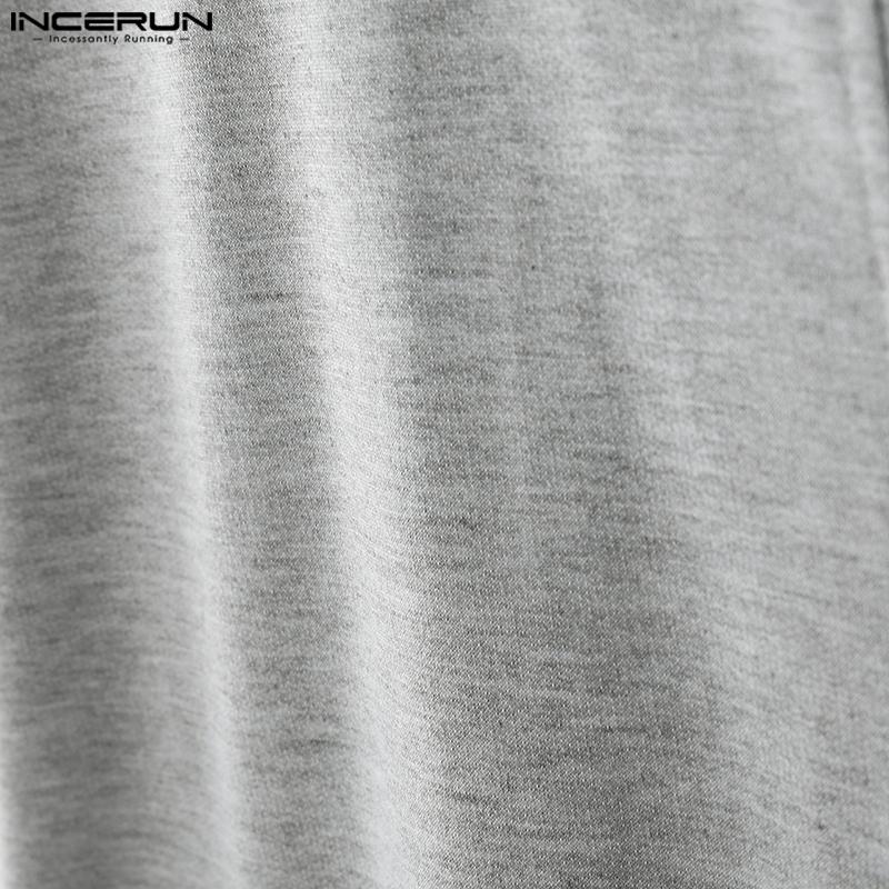 INCERUN Мужские оверсайз топы с длинным рукавом, однотонные, повседневные, свободные, пуловеры