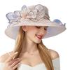 Шляпа от солнца с широкими полями из органзы с цветочным пером, защита от ультрафиолета, полупрозрачный материал