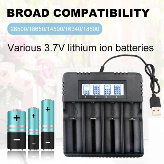 4 Slot 18650 Smart Charger with LCD Display Fast Stable And User-Friendly Ample Capacity Battery Charger 26500 AA/AAA Batteries