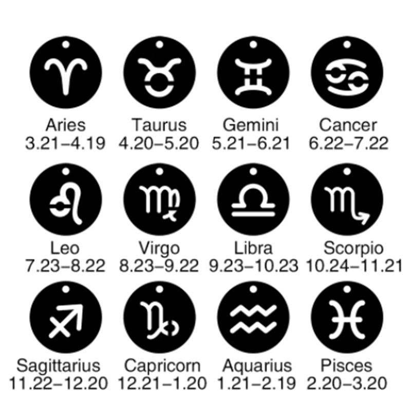 Ожерелья из нержавеющей стали со знаком зодиака, 12 колье-подвески в виде созвездия, Овен, Весы, Лев, колье, подарок на день рождения