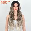 FASHION IDOL 30-дюймовые длинные глубокие волнистые парики с кружевной передней частью, синтетические парики с кружевом, средний пробор, омбре, блонд, серые парики для женщин, рыжие парики