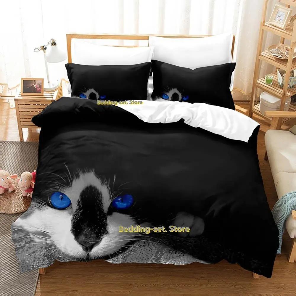 Новый комплект постельного белья Artistic Cat Single Twin Full Queen King Size Bed Set Adult Kid Bedroom Duvetcover Sets Anime Parure de lit Bed