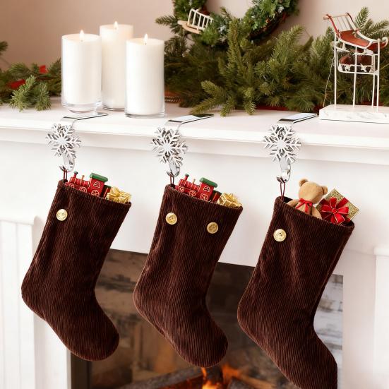 Металлический крючок для рождественского чулка, держатель для чулка на камин, снежинка, олень, дерево, Санта, крючок для каминной полки для подвешивания праздничных украшений, гирлянд