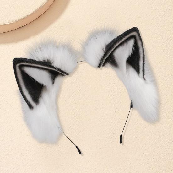 Повязка на голову из искусственного меха лисы с кошачьими ушками в плюшевом стиле для ролевых игр, переодевания, ручной работы, повязка на голову, реквизит для косплея