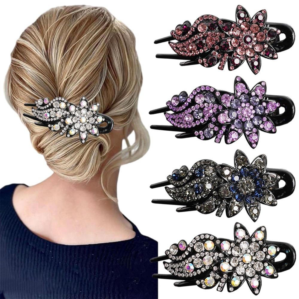 Блестящие стразы шпилька цветок лист утконос волосы когти ретро заколки для волос аксессуары для женщин