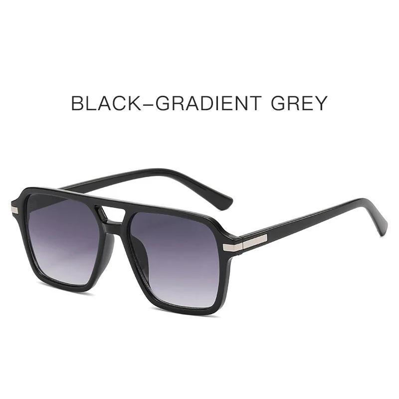 Винтажные квадратные солнцезащитные очки с двойной переносицей, мужские, с градиентными линзами, очки для защиты от солнца, женские, трендовые, UV400