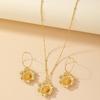 Sunflower Pendant Earrings & Necklace Set - Women's Trendy Lily Clavicle Chain Fashion.