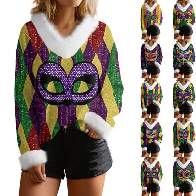 Женский модный и повседневный свитер Повседневный трикотажный пуловер с длинным рукавом Карнавальный топ