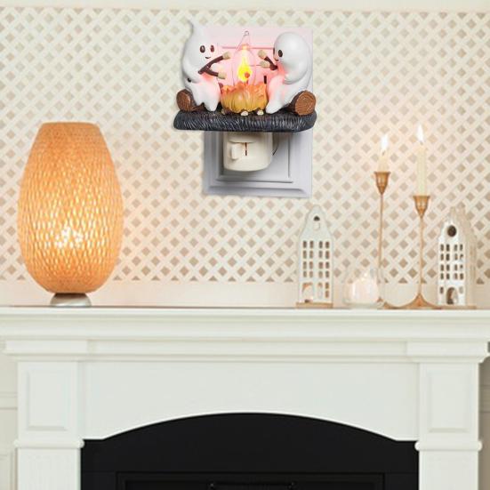 Призрачный костер мерцающий ночник Хэллоуин 3D мультфильм призрак светодиодный фонарь поддельный костер украшение для дома и офиса дети друзья семья фестиваль подарок