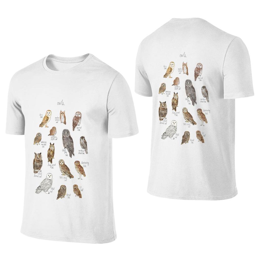 Owls Versatile Reversible Tshirt Japanese Style Commuting No Curling Unisexs Tshirts