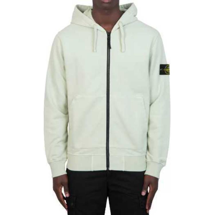 STONE ISLAND Толстовка с молнией и логотипом Мужские толстовки Фисташково-зеленый 801564251-V0051