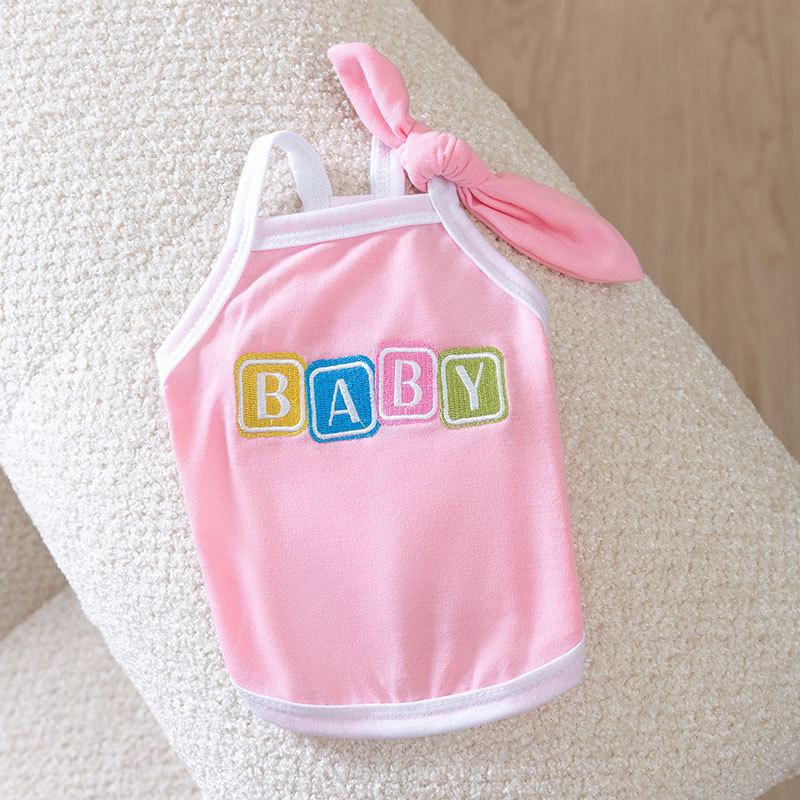 Летняя тонкая одежда для кошек Макарон бант на подтяжках Синий котенок Маленькая и средняя собака Одежда для питомцев