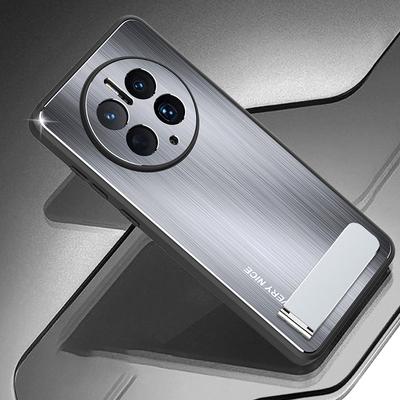 Чехол-подставка для телефона Huawei Mate 50 Pro 4G, задняя панель из матового алюминиевого сплава, TPU-кромка, противоударный чехол