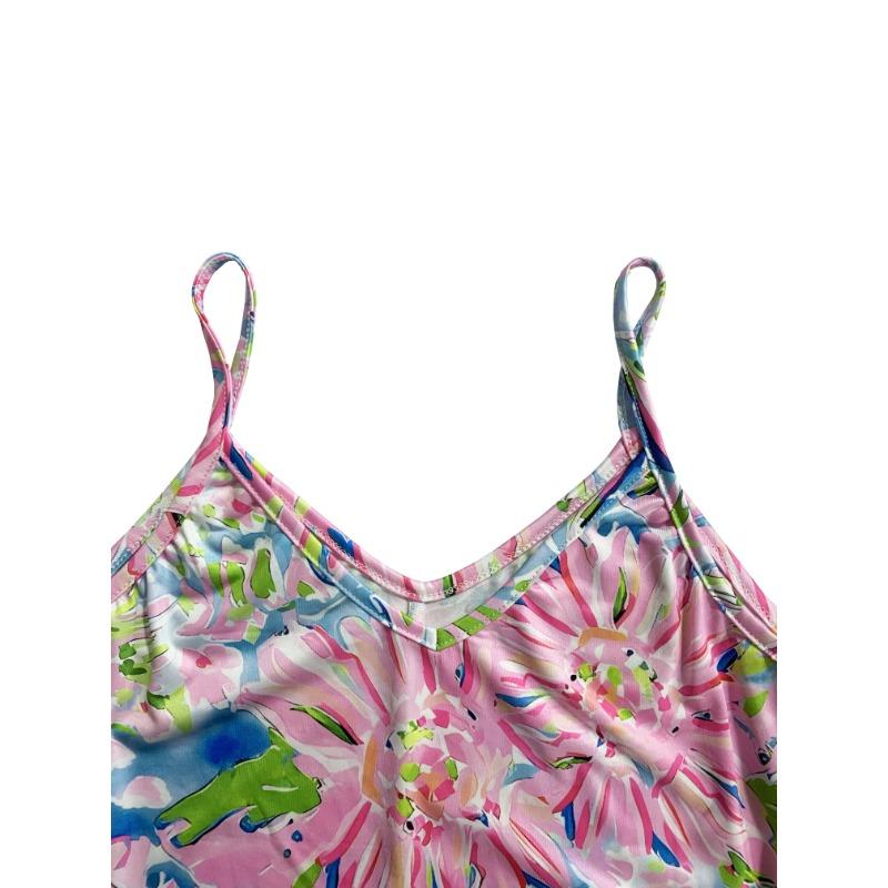 Платье на бретельках с цветочным принтом, элегантное платье-комбинация без рукавов с V-образным вырезом на весну и лето, женская одежда