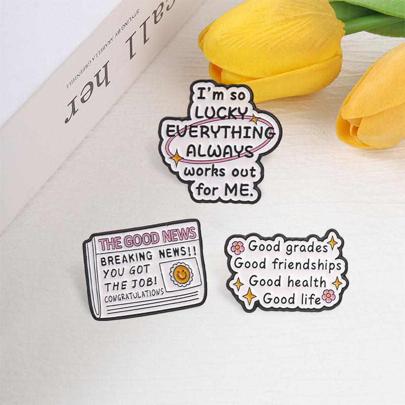 Xiaomi Positive Affirmation Motivational Quote Enamel Pins Lucky Everything Works Out Good Grades Good Life Brooch Lapel Badge Jewelry