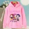 Korean KPop Devil Hunter Cartoon Girl Hooded Sweatshirt Warm Children's Wave Fashion Casual Top Casual Girls' Clothing