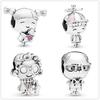 925 Sterling Silver Girl with Pigtails Propeller Hat Boy Grandparents DIY Fine Bead Fit Original Pendant Charm Bracelet Jewelry