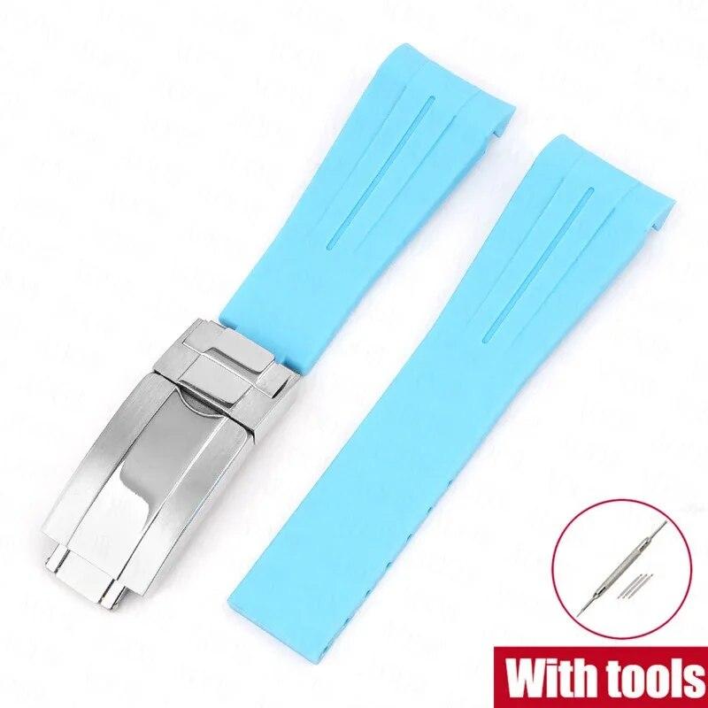 Резиновый ремешок для часов, подходит для Omega x Swatch Moonswatch, 20 мм, складная пряжка из нержавеющей стали для мужчин и женщин, изогнутый сменный ремешок для Rolex