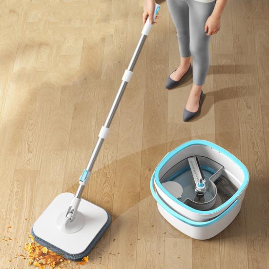 Набор швабр из нержавеющей стали с выдвижной ручкой, вращающейся на 360 градусов, для влажной и сухой уборки, микрофибра