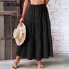 Spring Summer Solid Color Pleated Casual Half Skirt Women's Casual Half Skirt