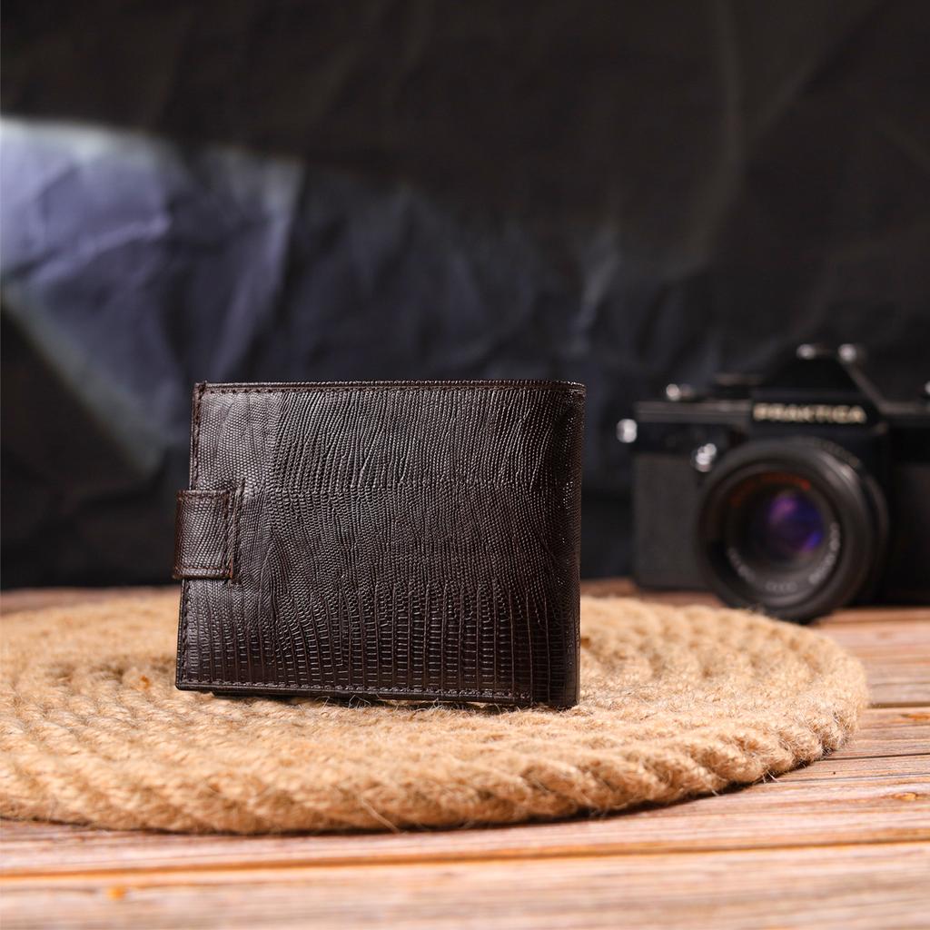 Небольшой мужской кошелек из натуральной фактурной кожи CANPELLINI Purse 21507 Коричневый