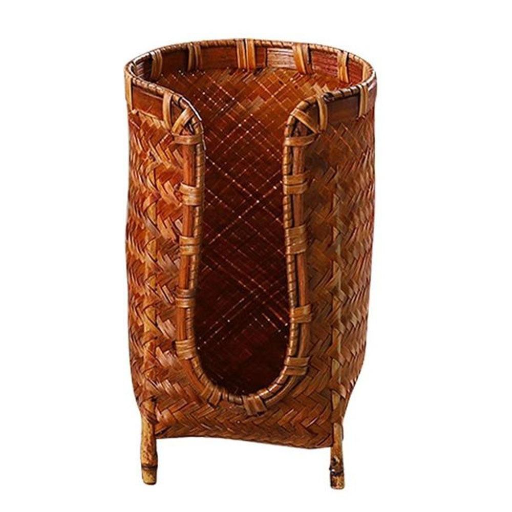 Плетеная бамбуковая корзина для хранения чайных чашек, диспенсер для бумажных стаканчиков ручной работы, подставка-держатель для чашек, настольная