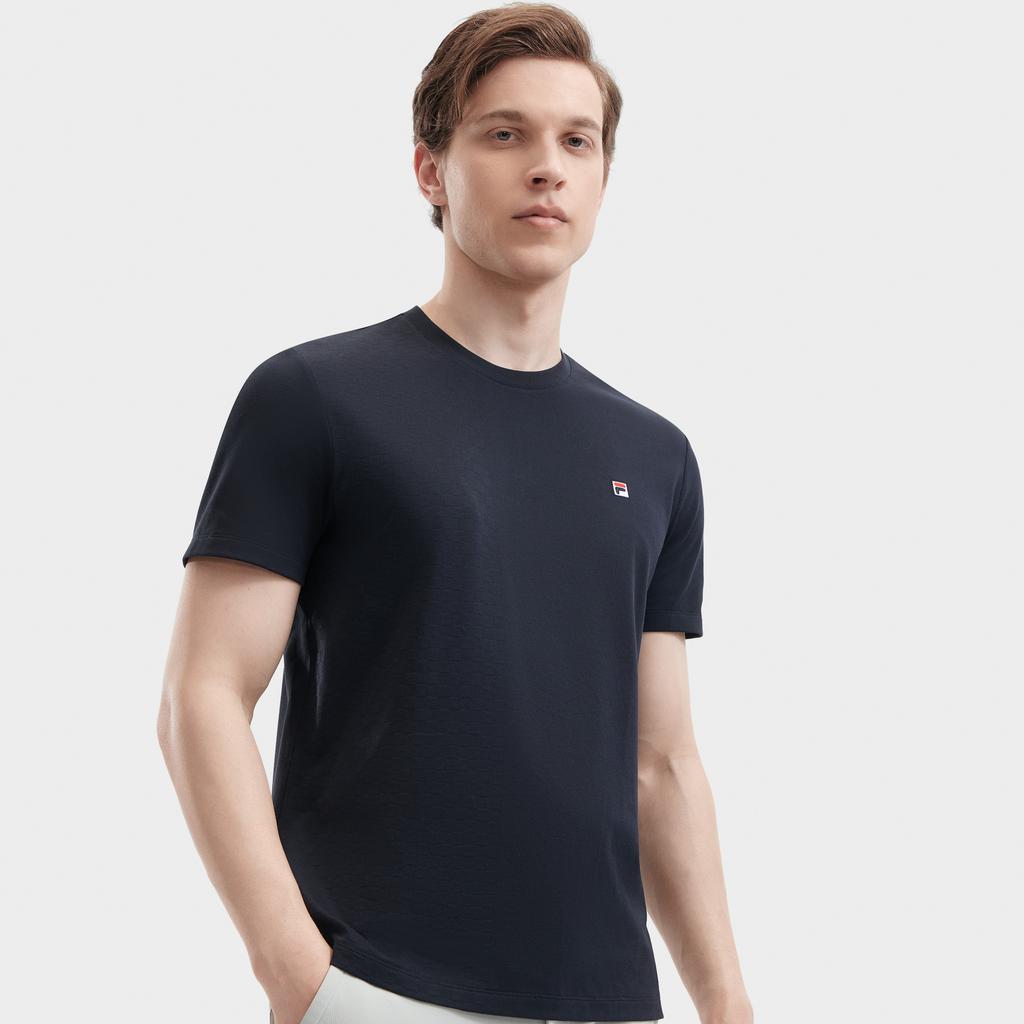 Fila Однотонная футболка с круглым вырезом, тонким коротким рукавом, мужские топы, легендарно-синий F11M421119FNV