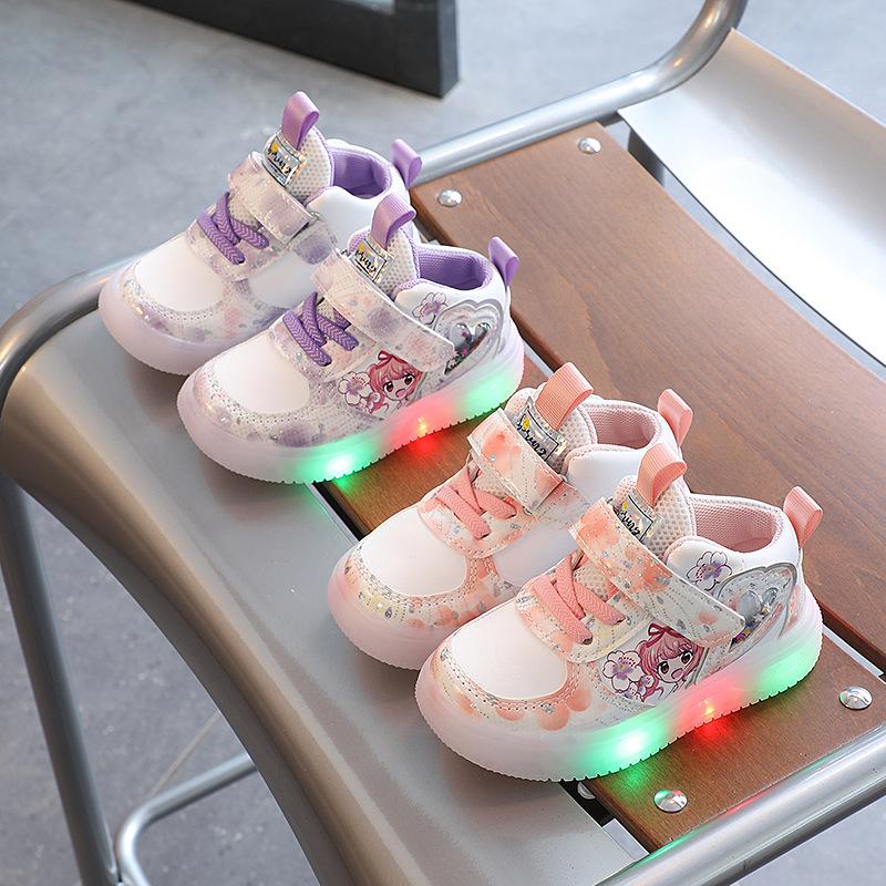 LED Lights Sports Shoes for Girls Children Fashion Kids Soft Casual Shoes