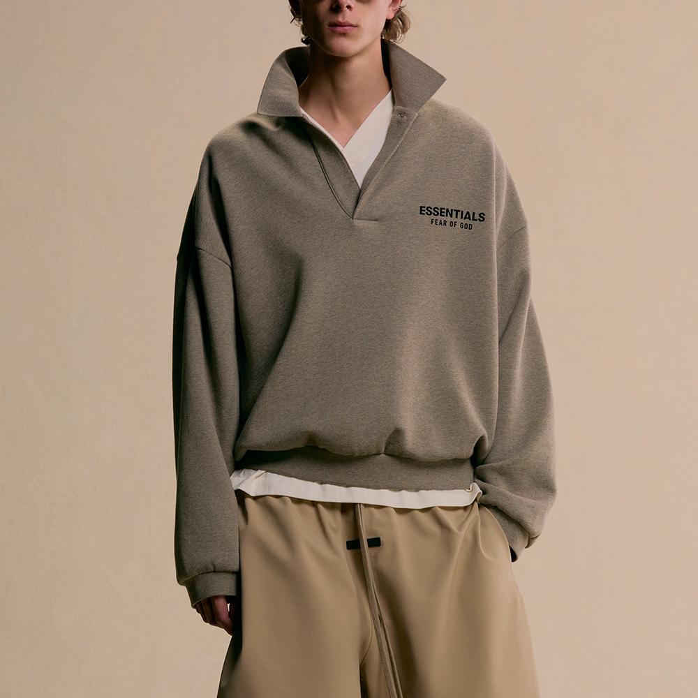 Fear of God Мужские топы-поло Essentials из флиса цвета серый меланж 192HO244399F