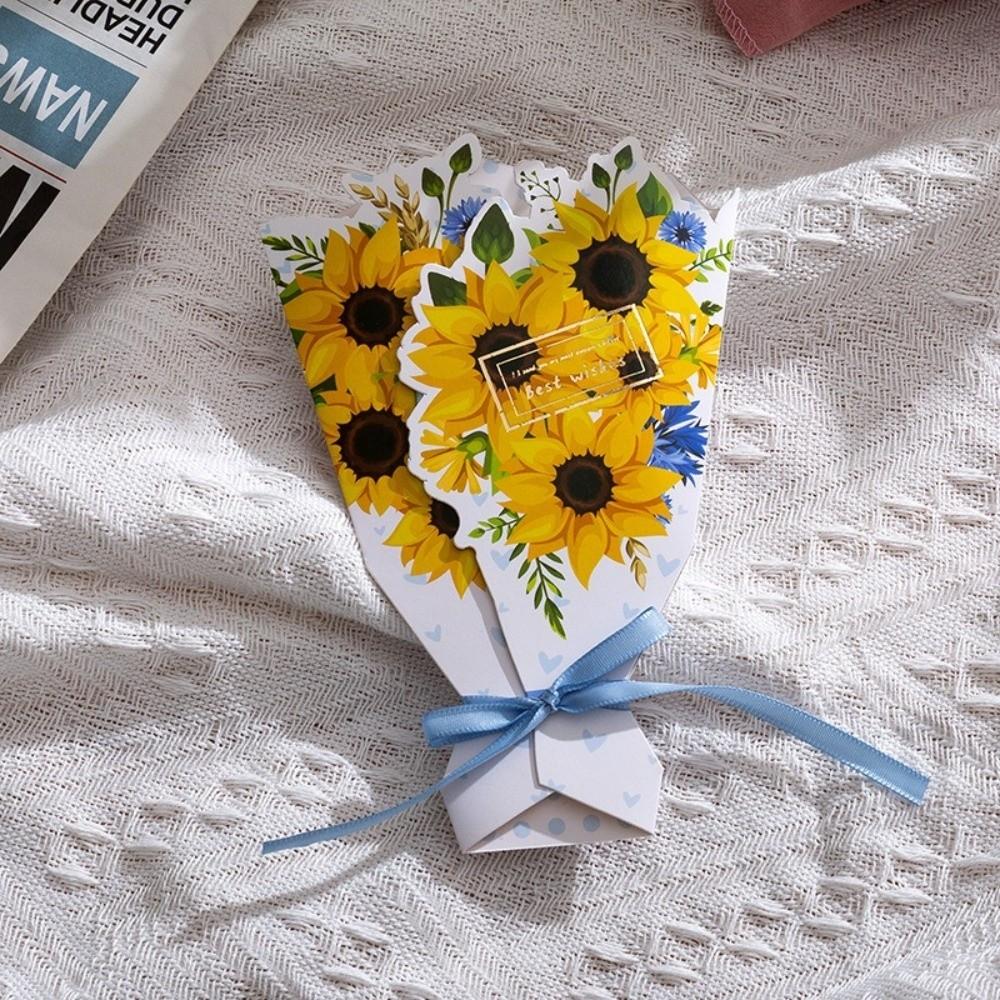 Paper Craft Greeting Card Sunflower/Rose/Carnation/Lily Invitation Card  Valentine's Day