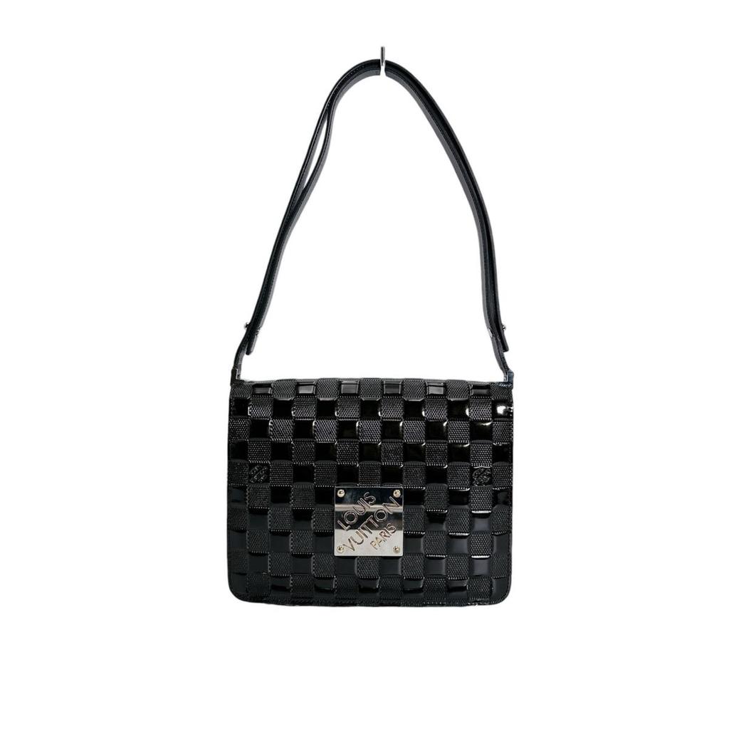 LOUIS VUITTON cabaret Damier Vernis Shoulder Bag enamel black M92124 Used