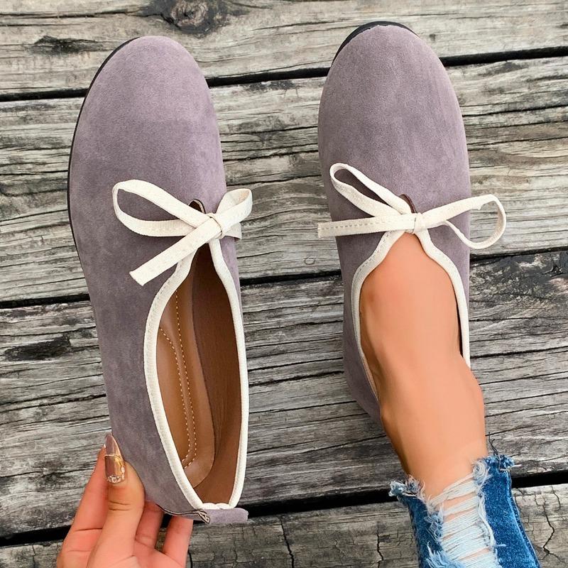 Женские туфли на плоской подошве Весна Осень Круглый носок Балетки на плоской подошве Повседневные туфли на плоской подошве с мягкой подошвой Элегантные туфли на шнуровке для женщин