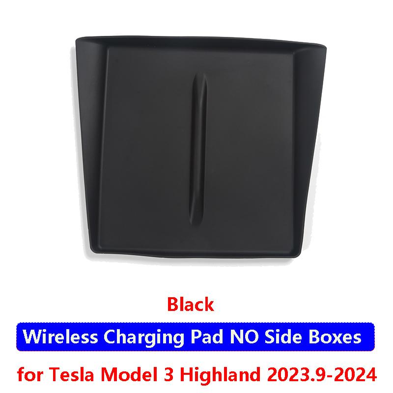 Для Tesla Model 3 Highland 2024 беспроводной зарядный защитный коврик с коробкой для хранения силиконовый водонепроницаемый коврик держатель для телефона и очков