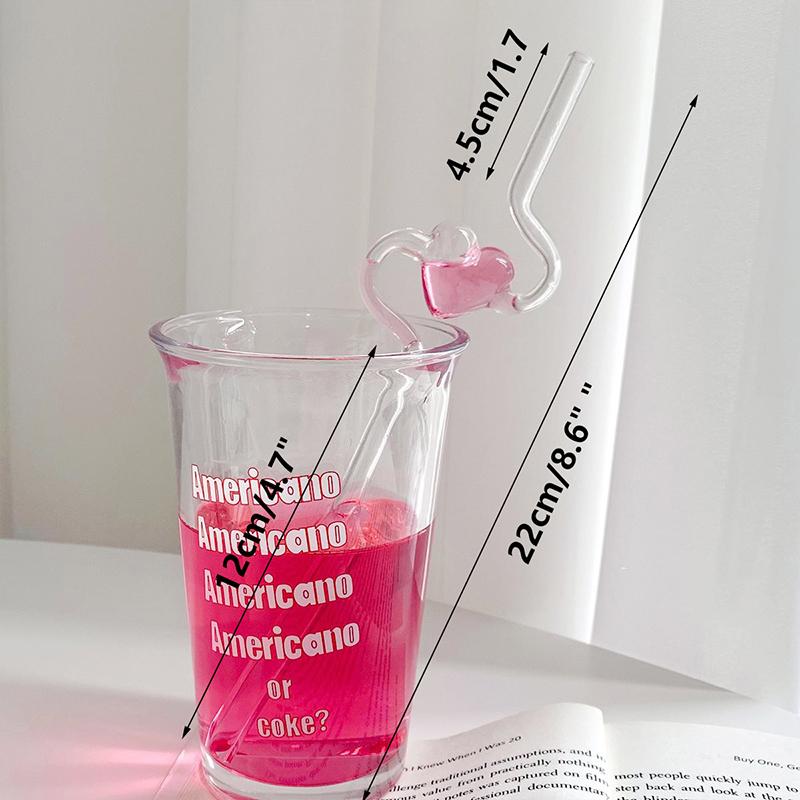 Стеклянная термостойкая трубочка в форме сердца для девочек, высококачественная стеклянная трубочка для сока, напитка, бытовая прозрачная трубочка для многоразового использования