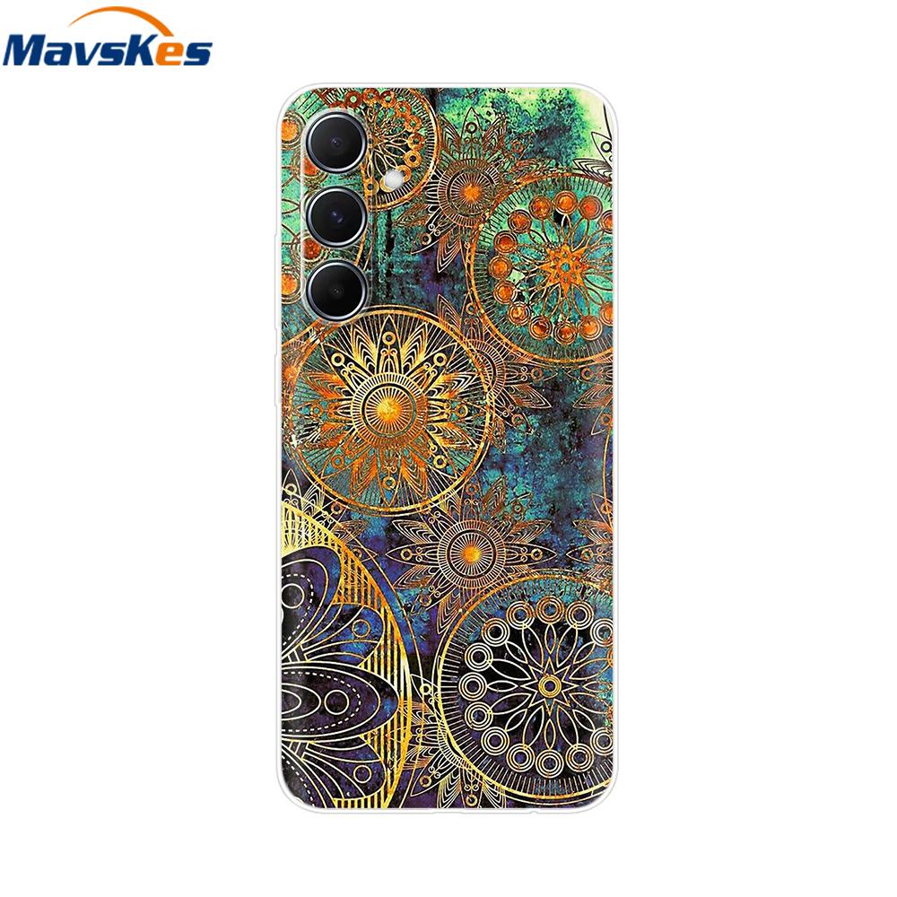 Чехол для Samsung Galaxy M35 5G Милый Кот Цветок Расписные Чехлы для Телефона Для Samsung M35 Чехол M 35 SM-M356B Силиконовый Прозрачный ТПУ Fundas