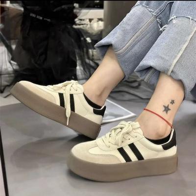 Обувь Dexun женская 2025 осень новая обувь женская дышащая на толстой подошве белая обувь спортивная популярная обувь для скейтборда на толстой подошве