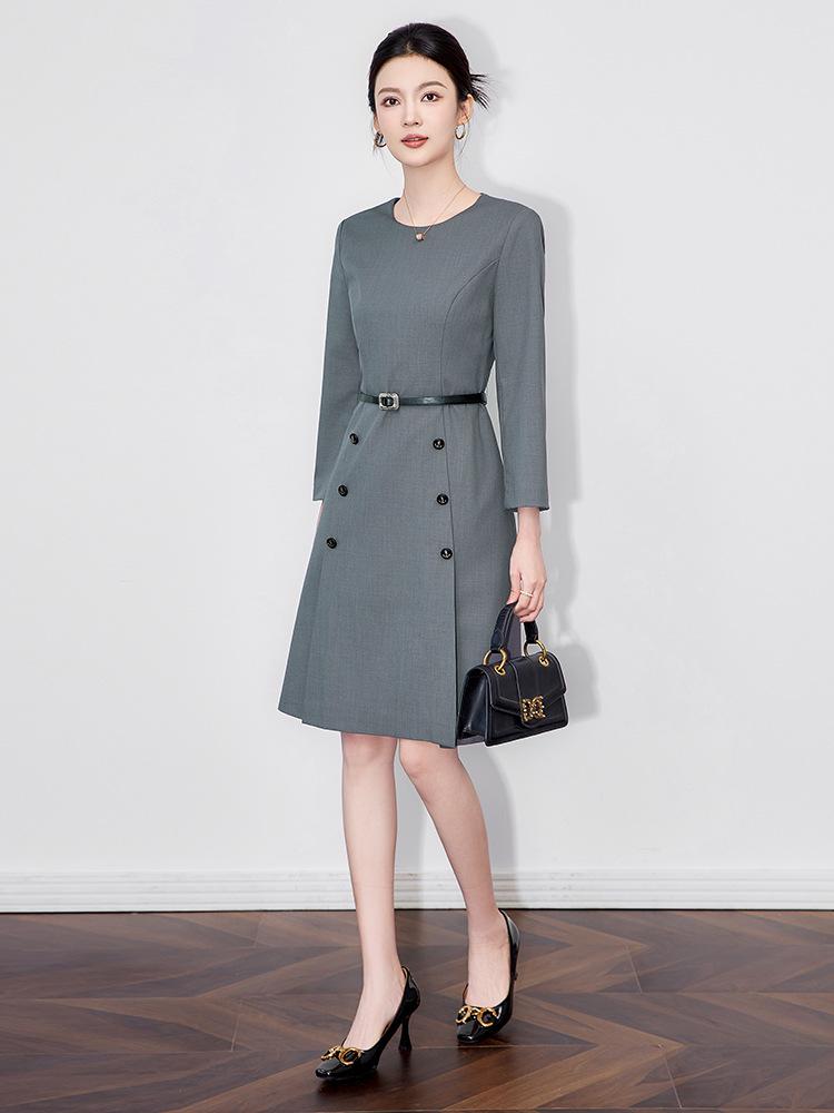 Профессиональное платье миди с рукавом до локтя класса люкс - Женский умный наряд для ранней осени