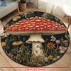 Luxurious Vibrant Mushroom Floral Pattern Round Shape Floor Mats Kitchen Hallway Runner Rug Bedroom Living Room Soft Carpet Non-slip Area Rug