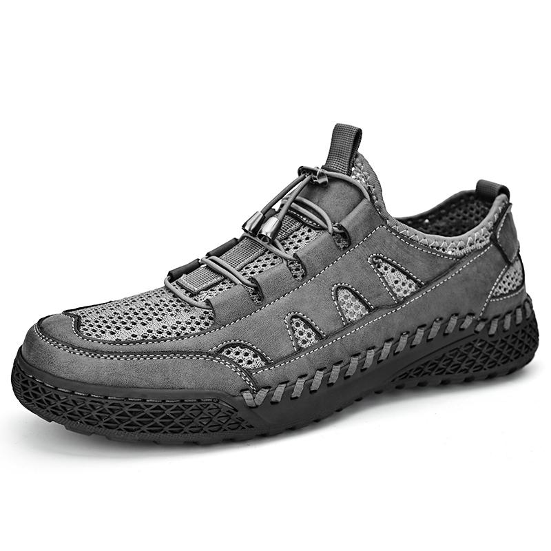 Летние мужские кроссовки для отдыха на открытом воздухе, дышащая сетка, повседневные туфли на плоской подошве, обувь для вождения, большой размер 39-46